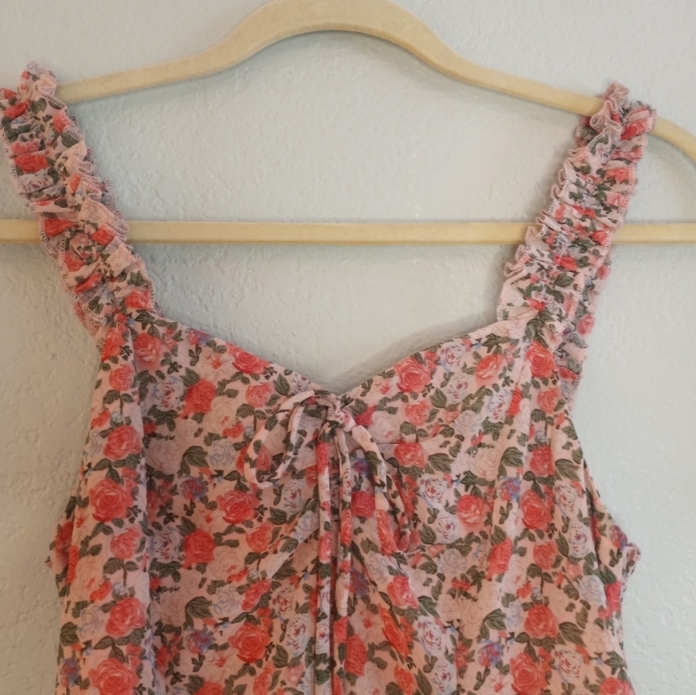 Nasty Gal NWT Flowy Floral Babydoll Sweetheart Neckline Coquette Girl Mini Dress - Picture 5 of 7